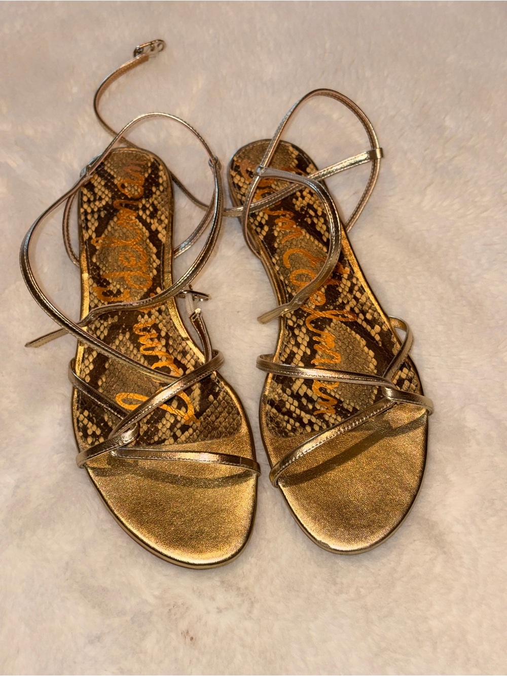 Gold Snake-Print ellina Strappy Sandals - Women